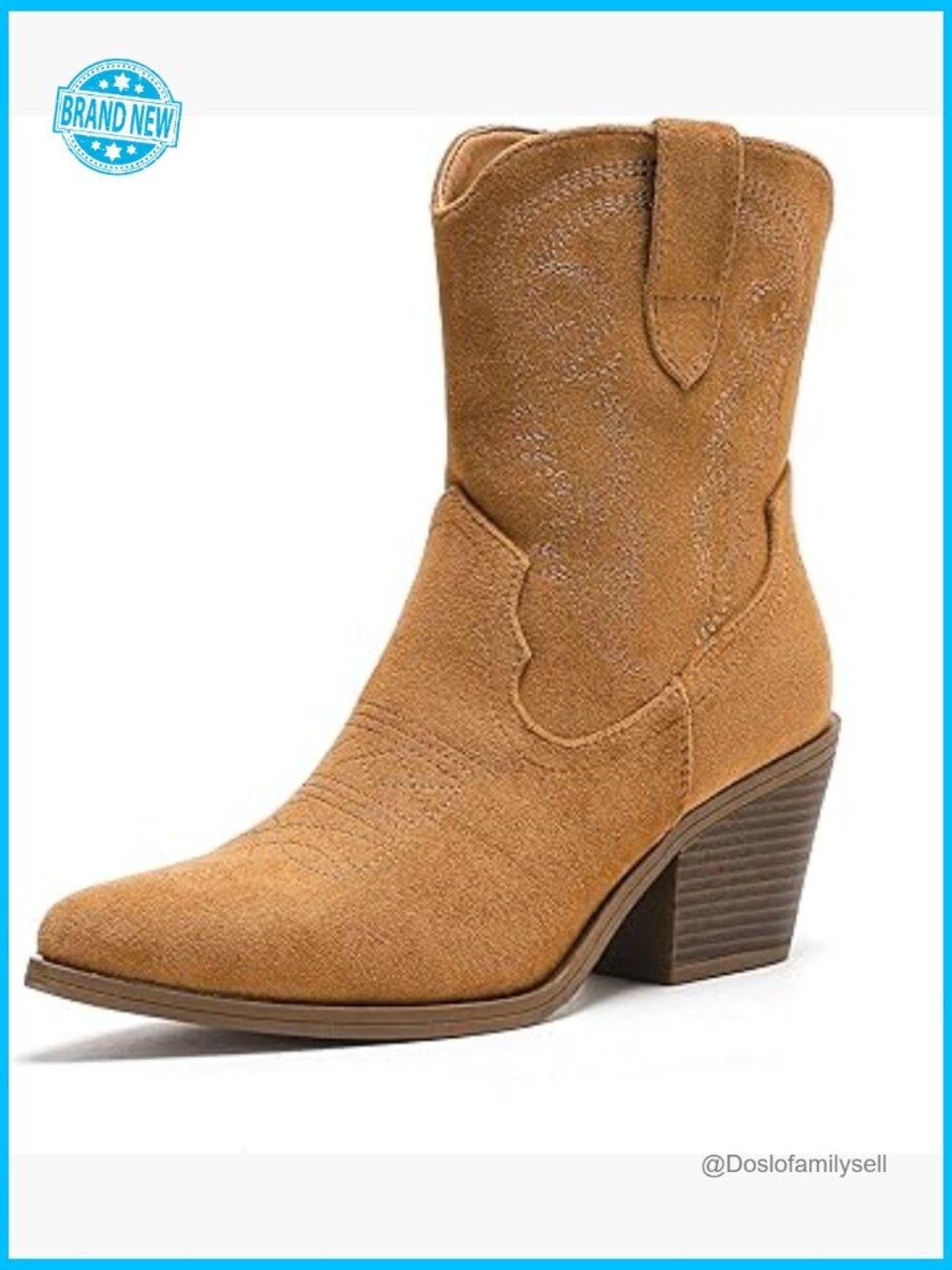 Pointed Toe Cowboy Ankle Boots Western Embroidered Short Heeled Bootie Party